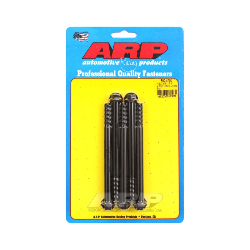 Șuruburi și piulițe universale ARP cu cap mic 3/8-16 – Hexagonale cu finisaj negru oxidat, set de 5 bucăți - ARP-652-4750 - 652-4750 - 3666618194790
